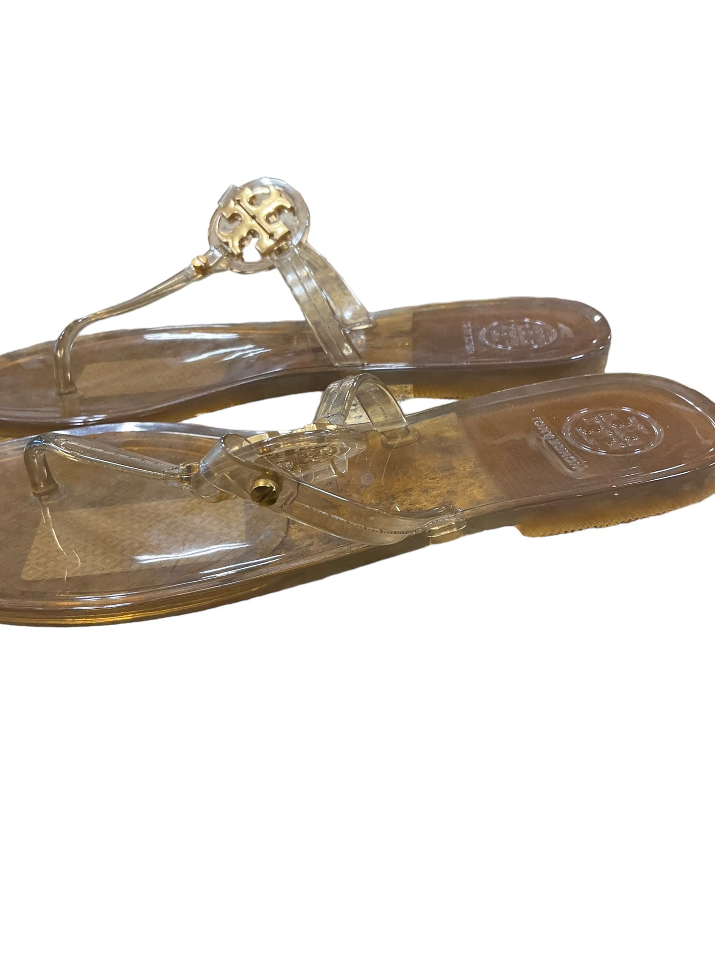 Gold Sandals Designer Tory Burch, Size 6