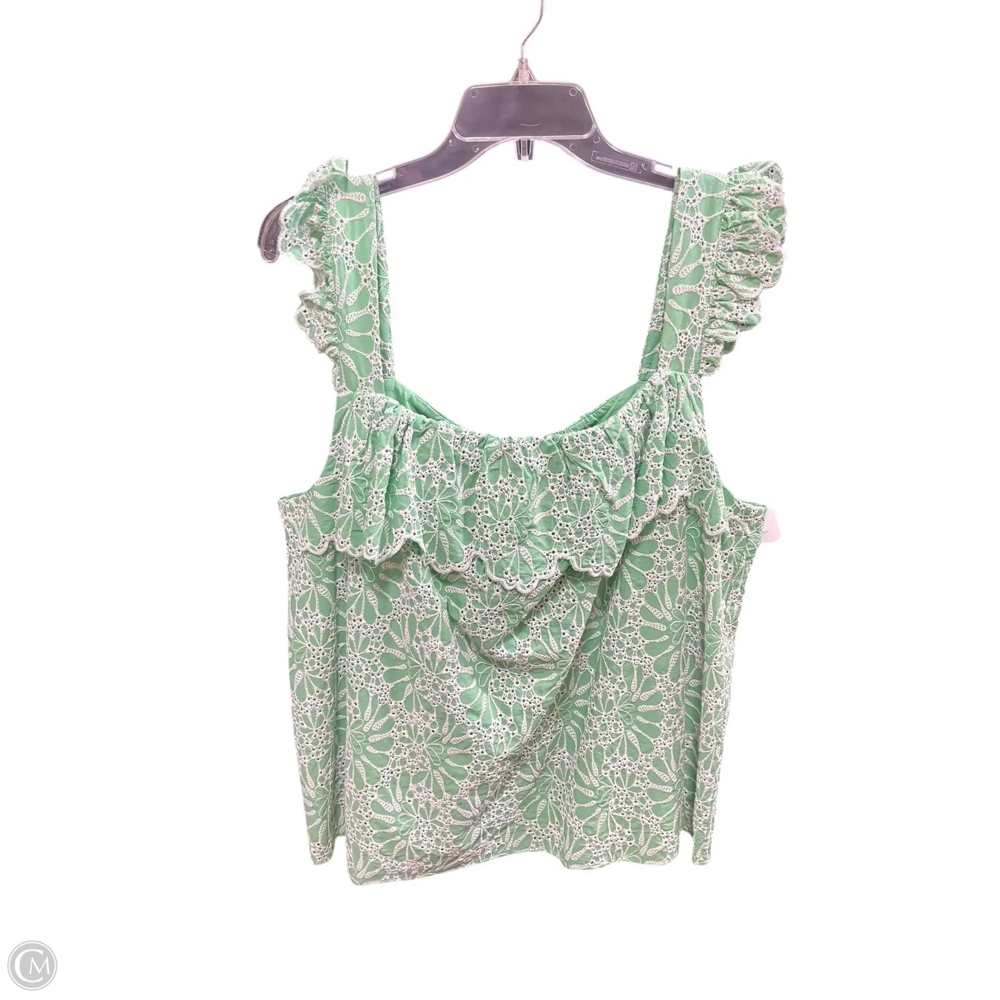 Top Sleeveless By Loft In Green & White, Size: Xl