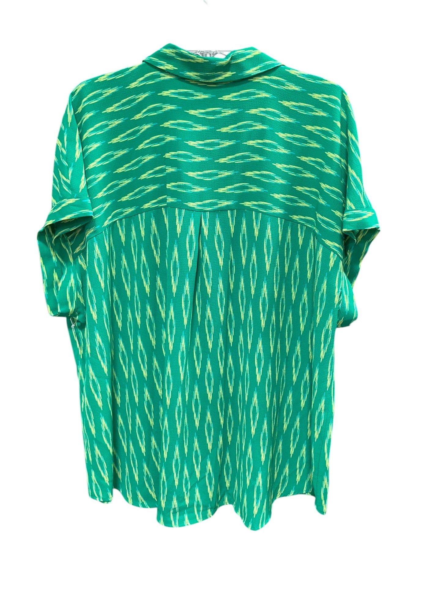 Blouse Short Sleeve By Investments In Green & Yellow, Size: 2x