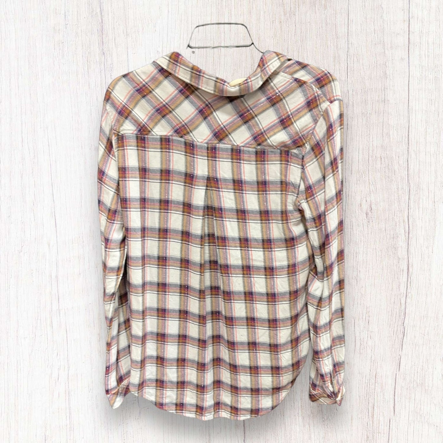 Blouse Long Sleeve By Cloth & Stone In Plaid Pattern, Size: S