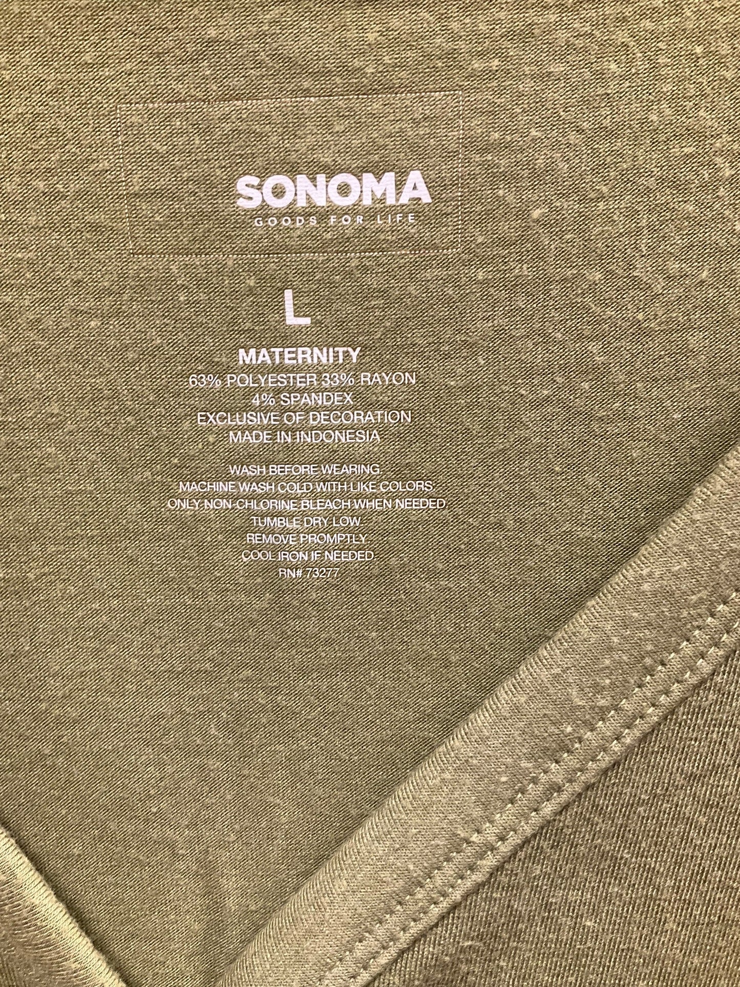 Maternity Top Short Sleeve By Sonoma, Size: L