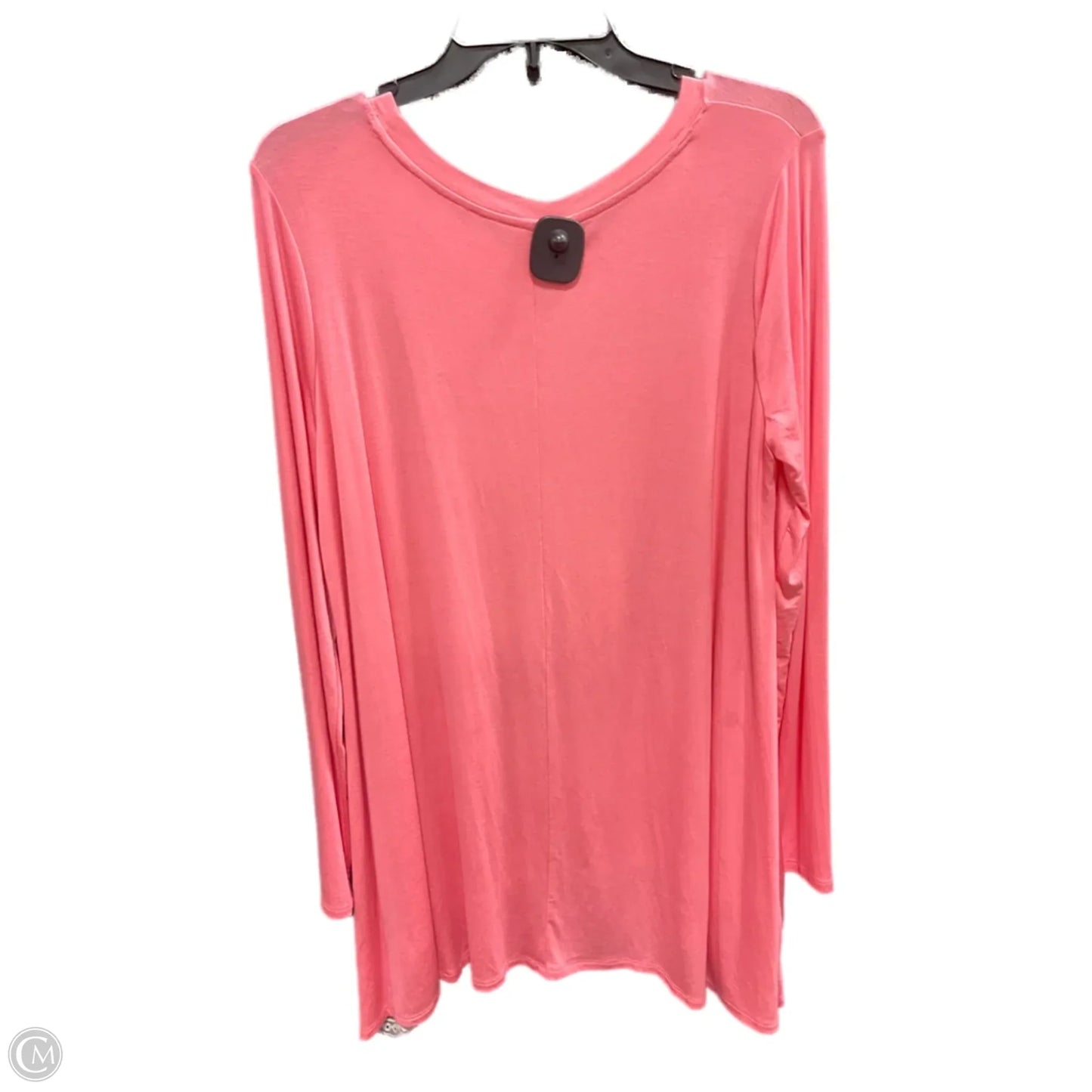 Top Long Sleeve Basic By Zenana Outfitters In Coral, Size: Xl