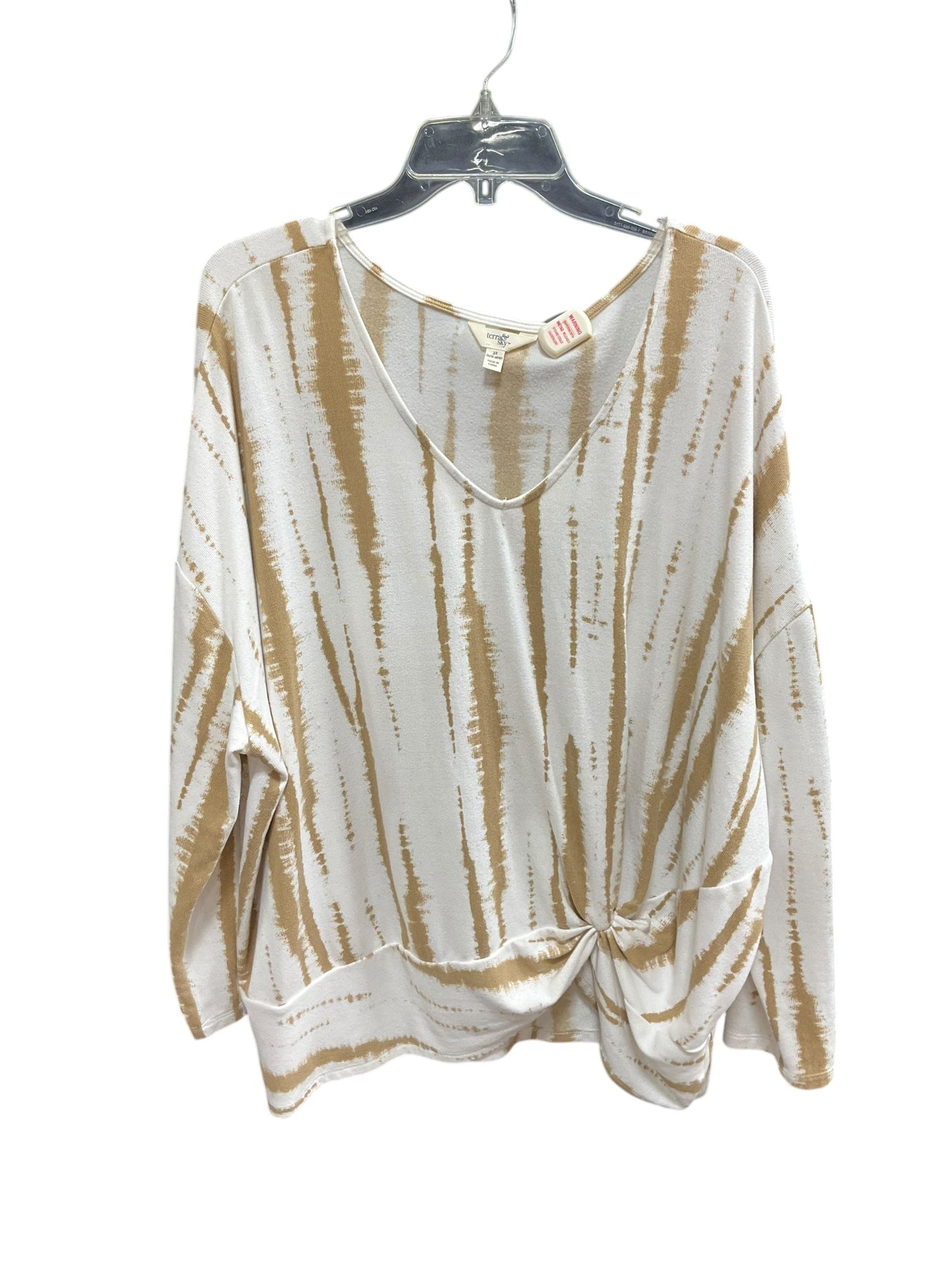 Sweater By Terra & Sky In Tan & White, Size: 3x