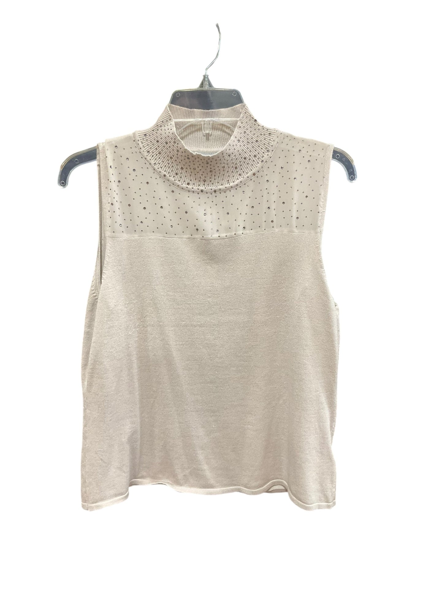 Top Sleeveless By Carmen Marc Valvo In Taupe, Size: Xl