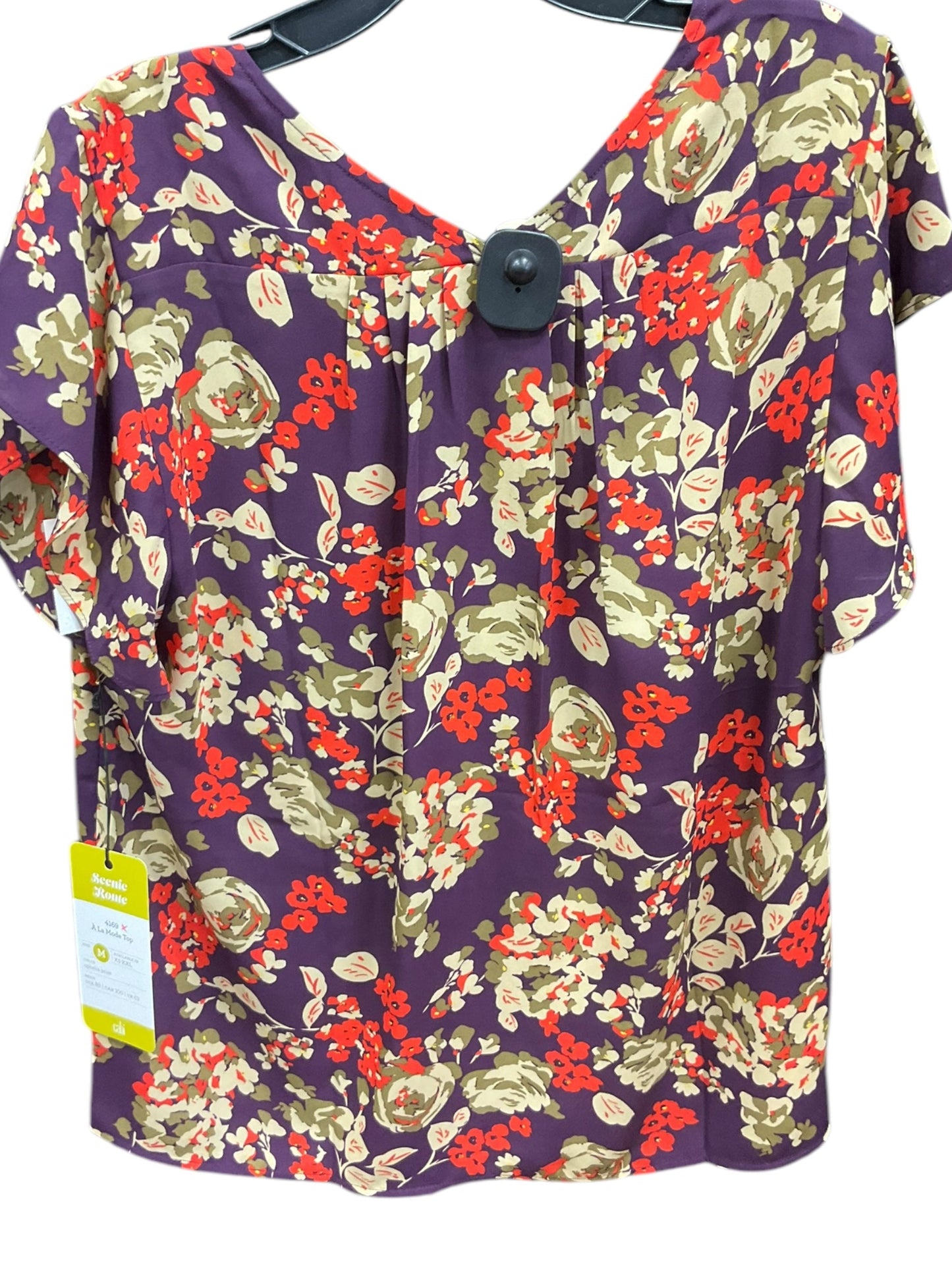 Top Short Sleeve By Cabi In Floral Print, Size: M