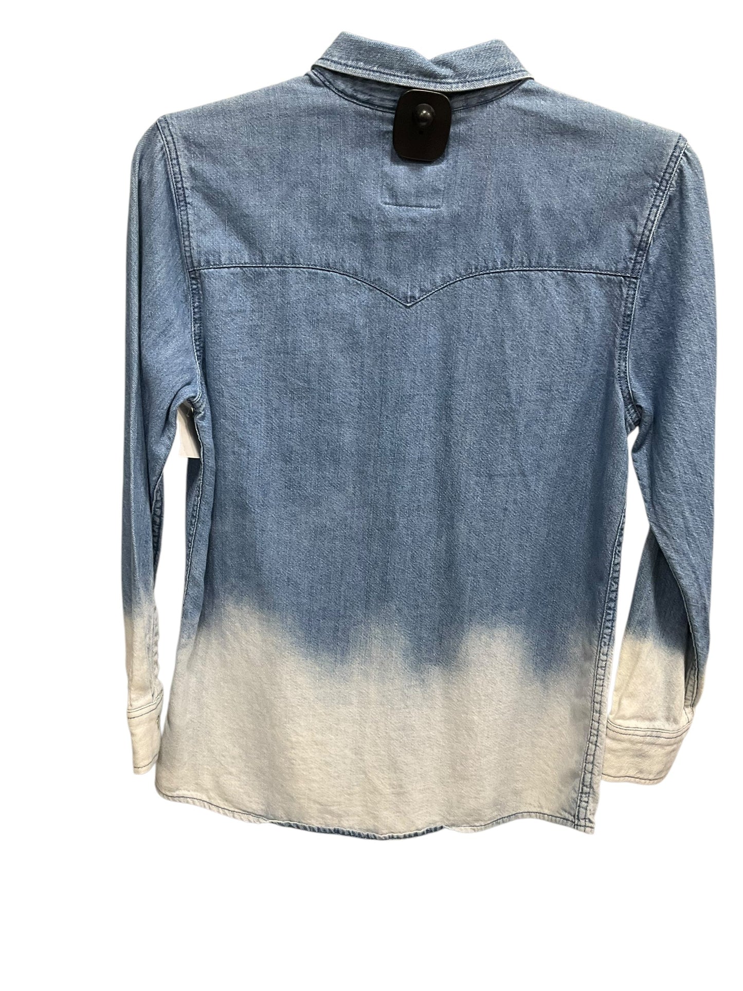 Blouse Long Sleeve By Levis In Blue Denim, Size: M