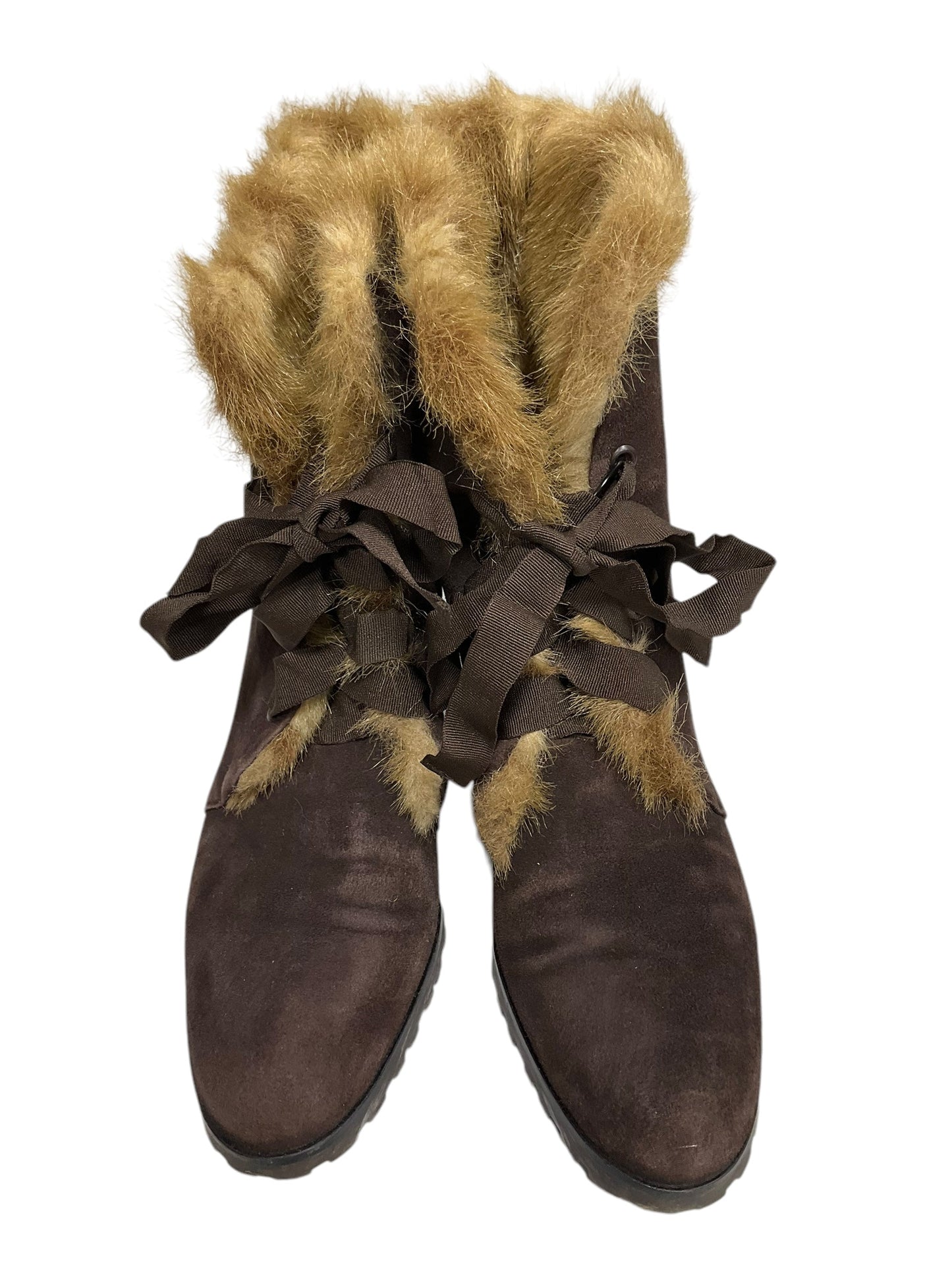 Boots Ankle Heels By Loft In Brown, Size: 7