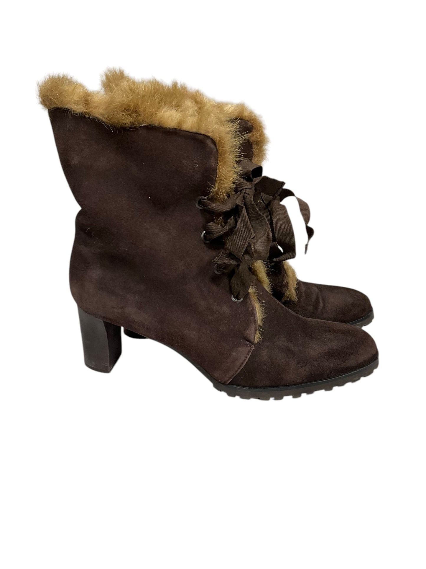 Boots Ankle Heels By Loft In Brown, Size: 7