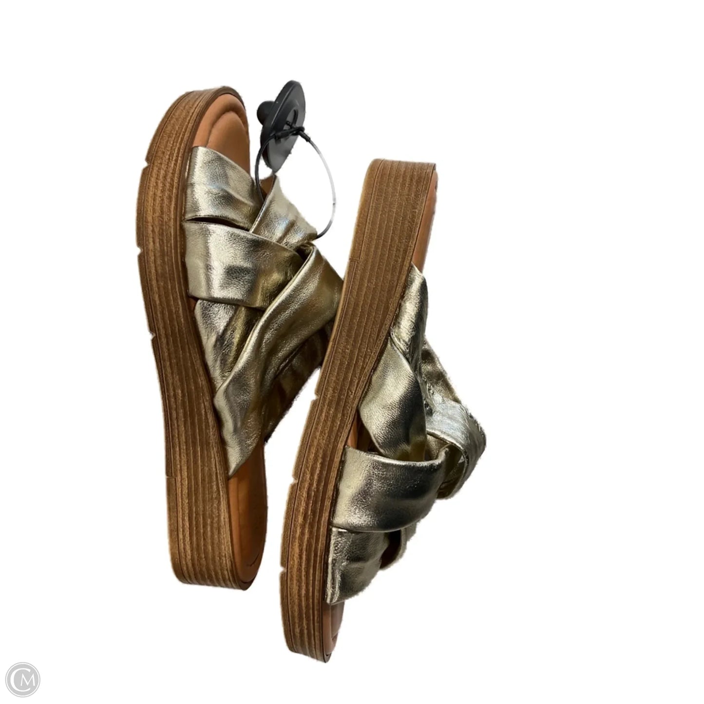 Sandals Heels Wedge By Cmf In Gold, Size: 7.5