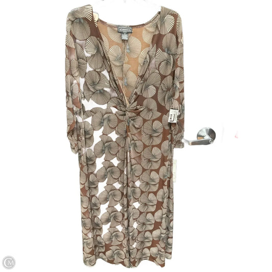 Dress Casual Midi By Elementz In Brown & Cream, Size: 3x
