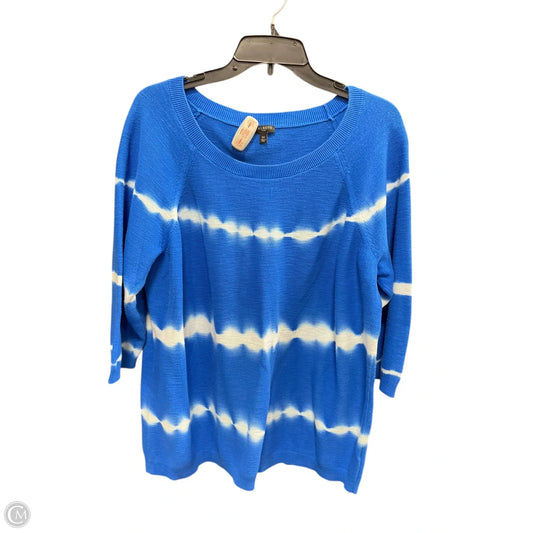 Sweater Short Sleeve By Talbots In Blue & White, Size: 2x