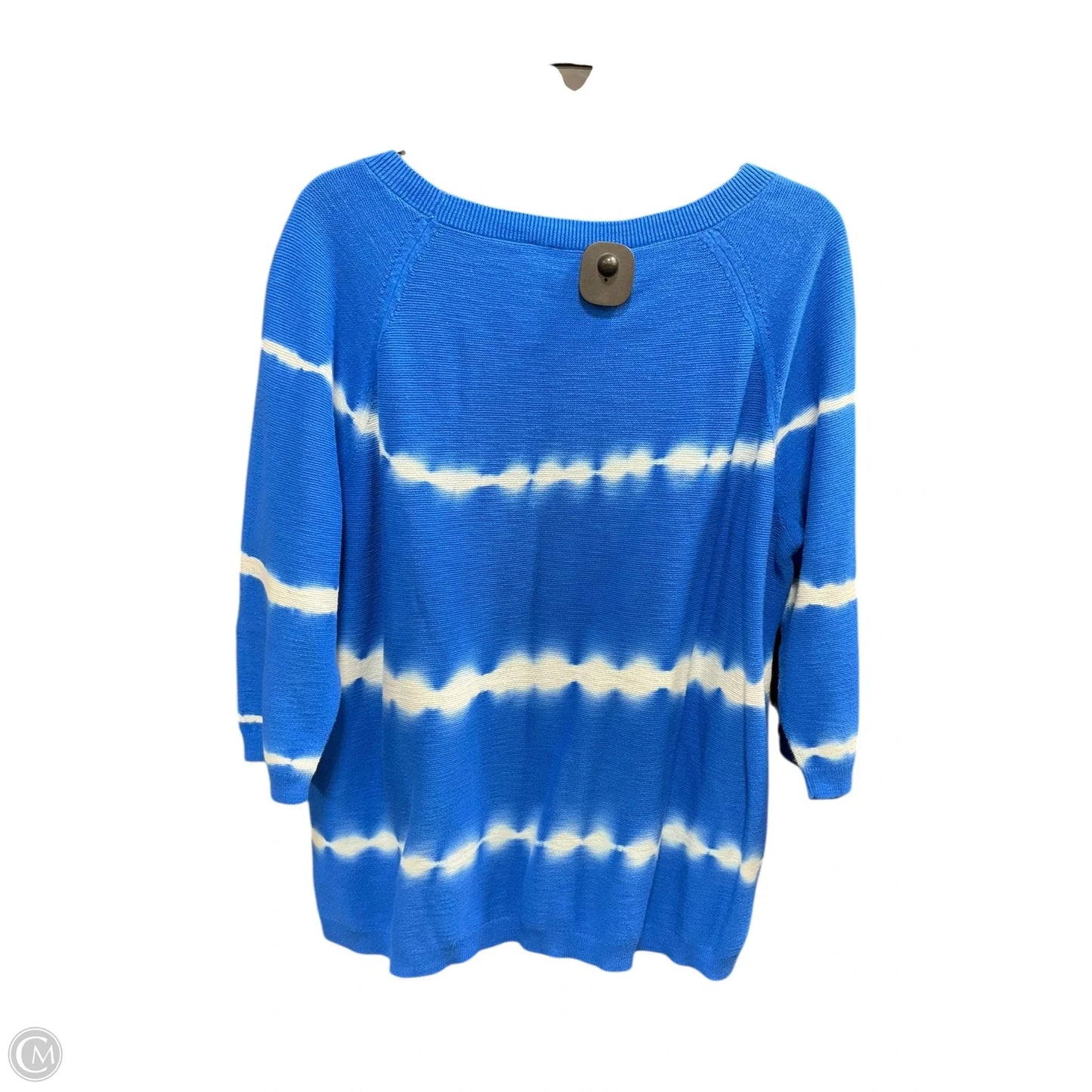 Sweater Short Sleeve By Talbots In Blue & White, Size: 2x