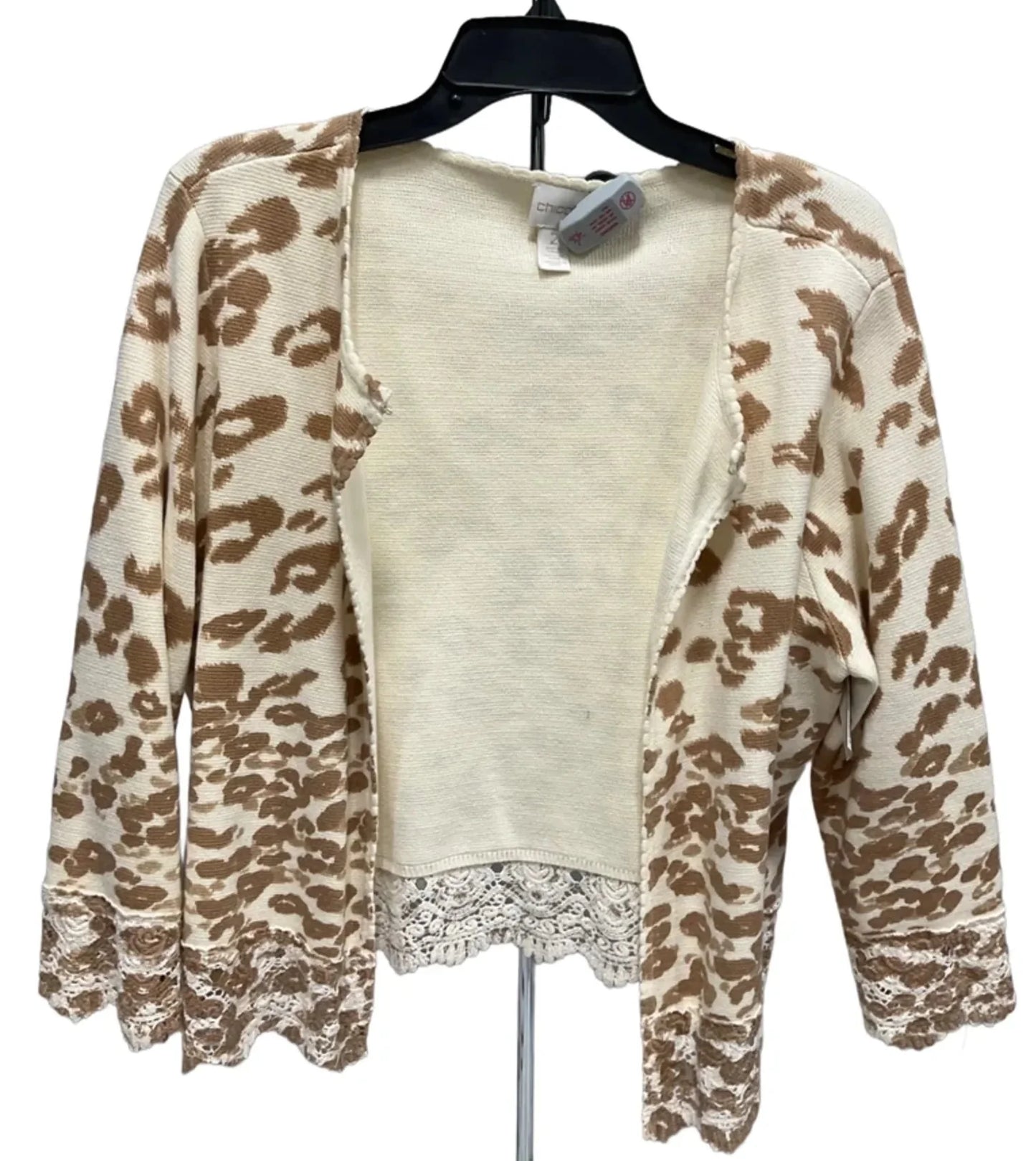 Sweater Cardigan By Chicos In Cream & Tan, Size: L