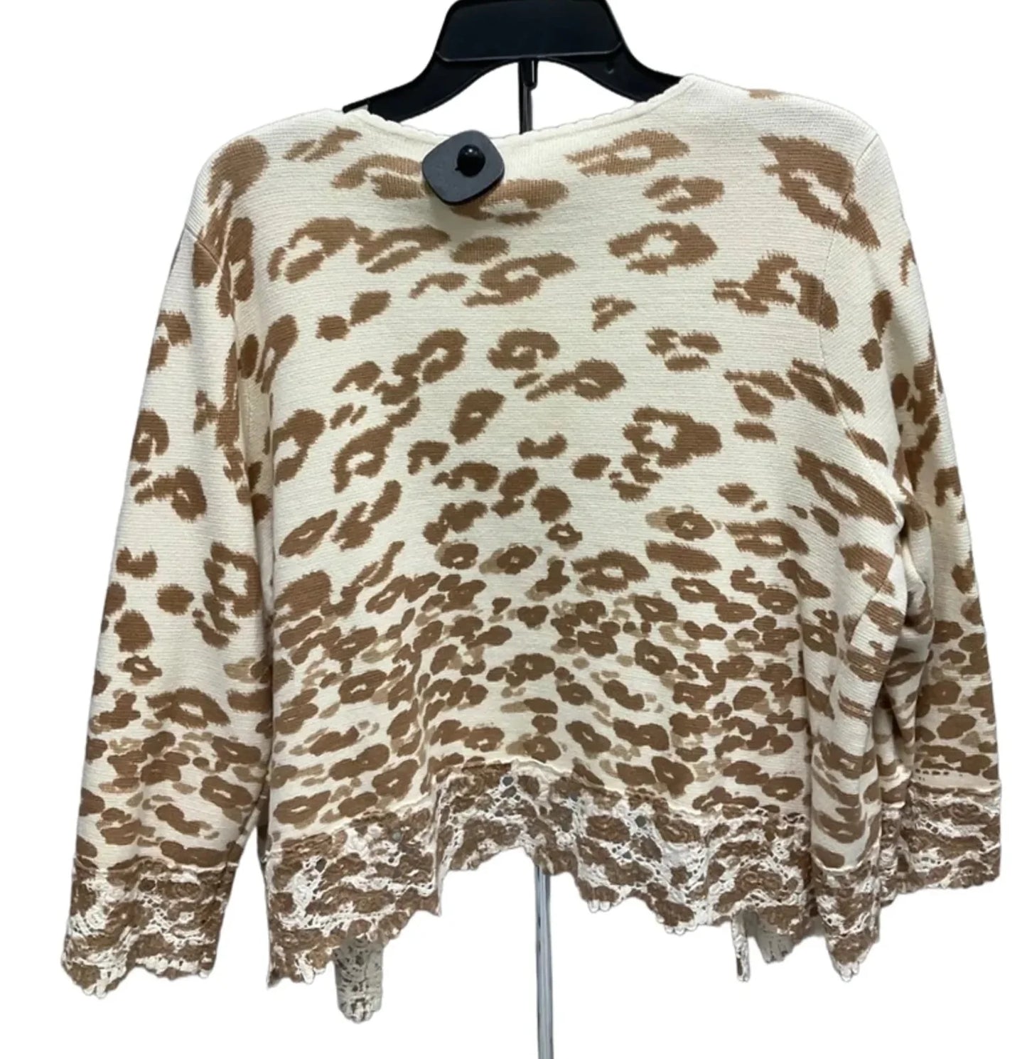 Sweater Cardigan By Chicos In Cream & Tan, Size: L