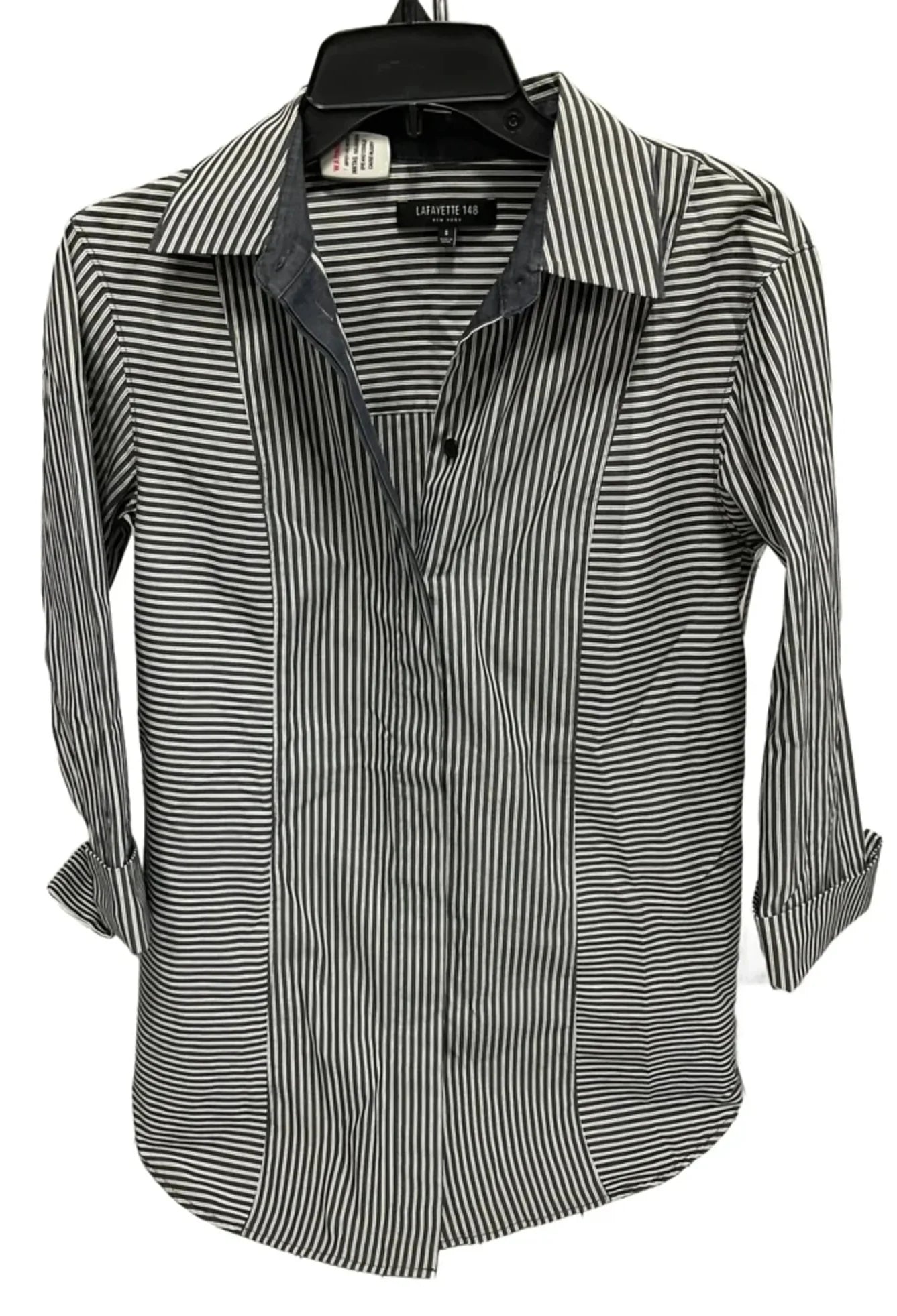 Blouse Designer By Lafayette 148 In Striped Pattern, Size: S