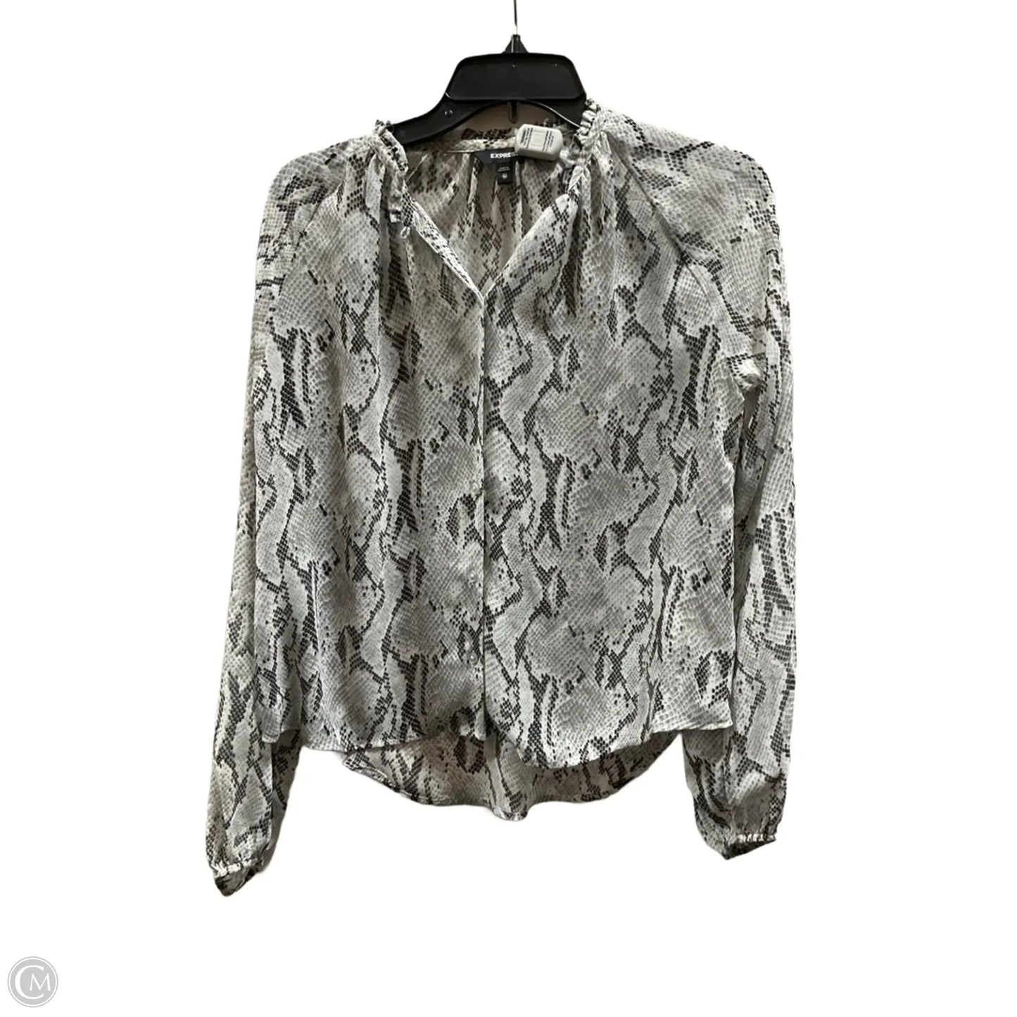 Top Long Sleeve By Express In Snakeskin Print, Size: Xs