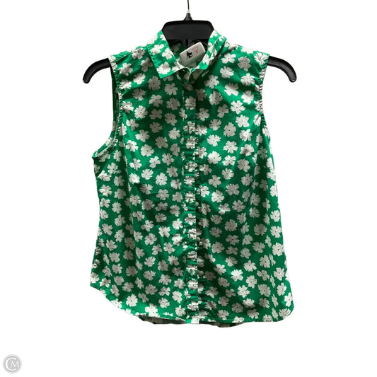 Blouse Short Sleeve By J. Crew In Green & White, Size: S