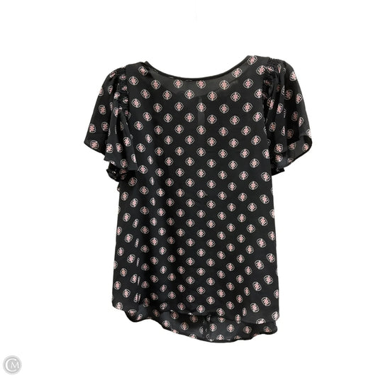Top Short Sleeve By Loft In Black & Pink, Size: M