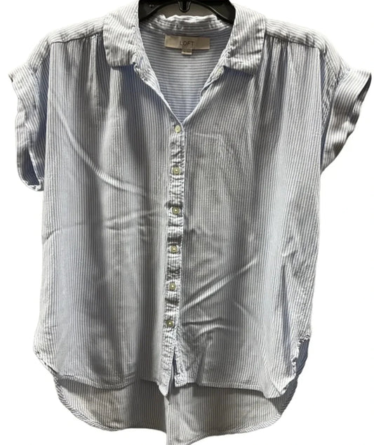 Blouse Short Sleeve By Loft In Striped Pattern, Size: M