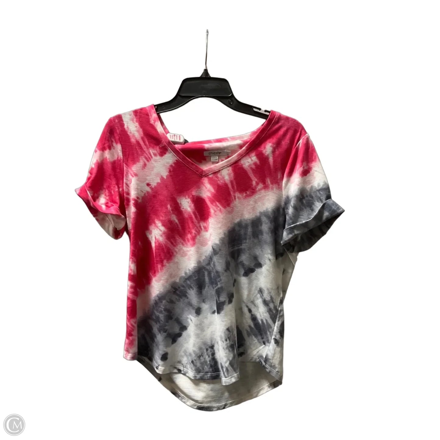Top Short Sleeve Basic By Chicos In Tie Dye Print, Size: M