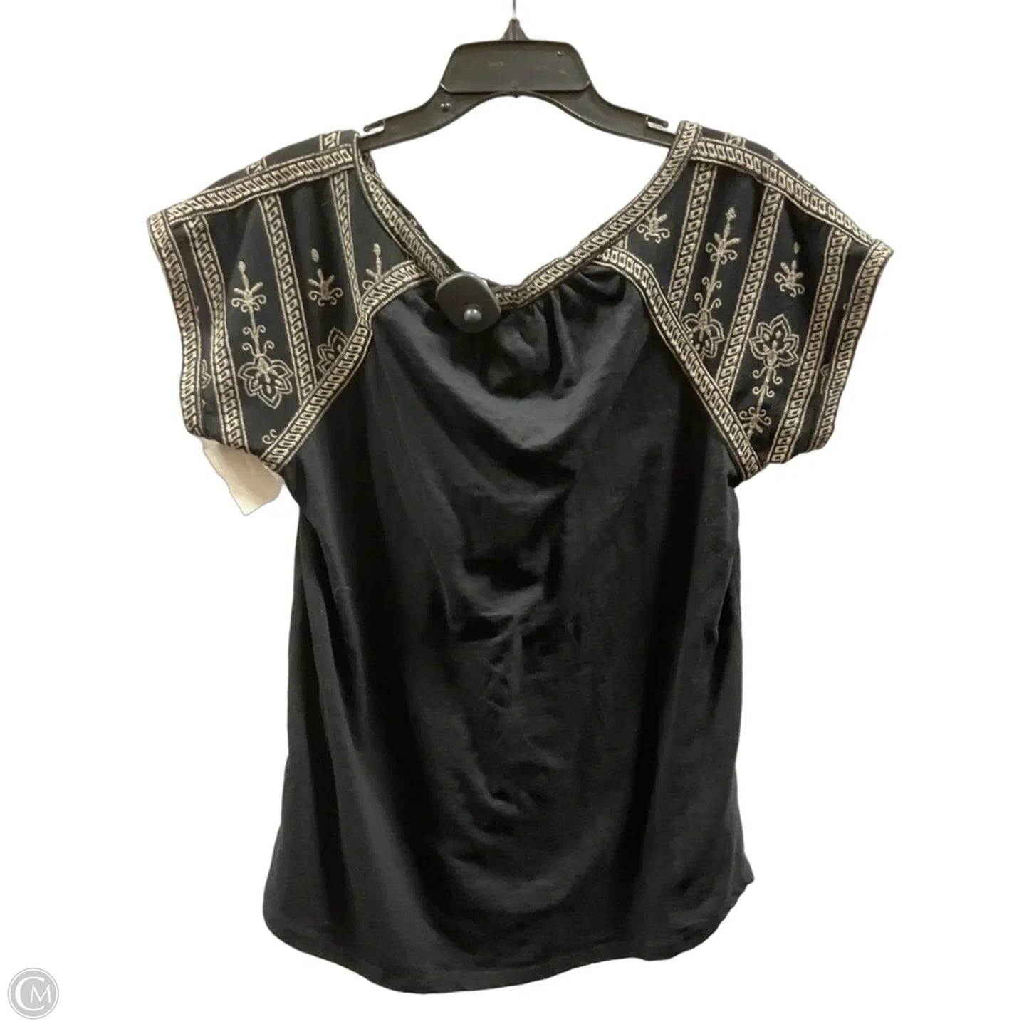 Top Short Sleeve By Ruff Hewn In Black & Tan, Size: M
