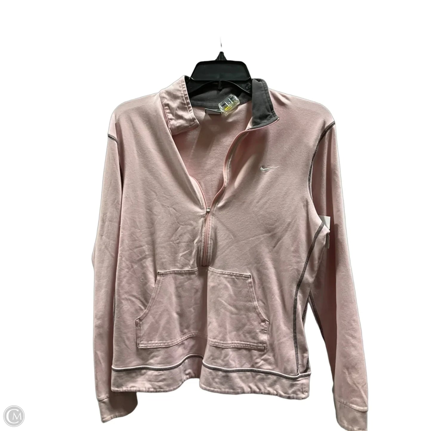 Athletic Top Long Sleeve Collar By Nike In Pink, Size: L