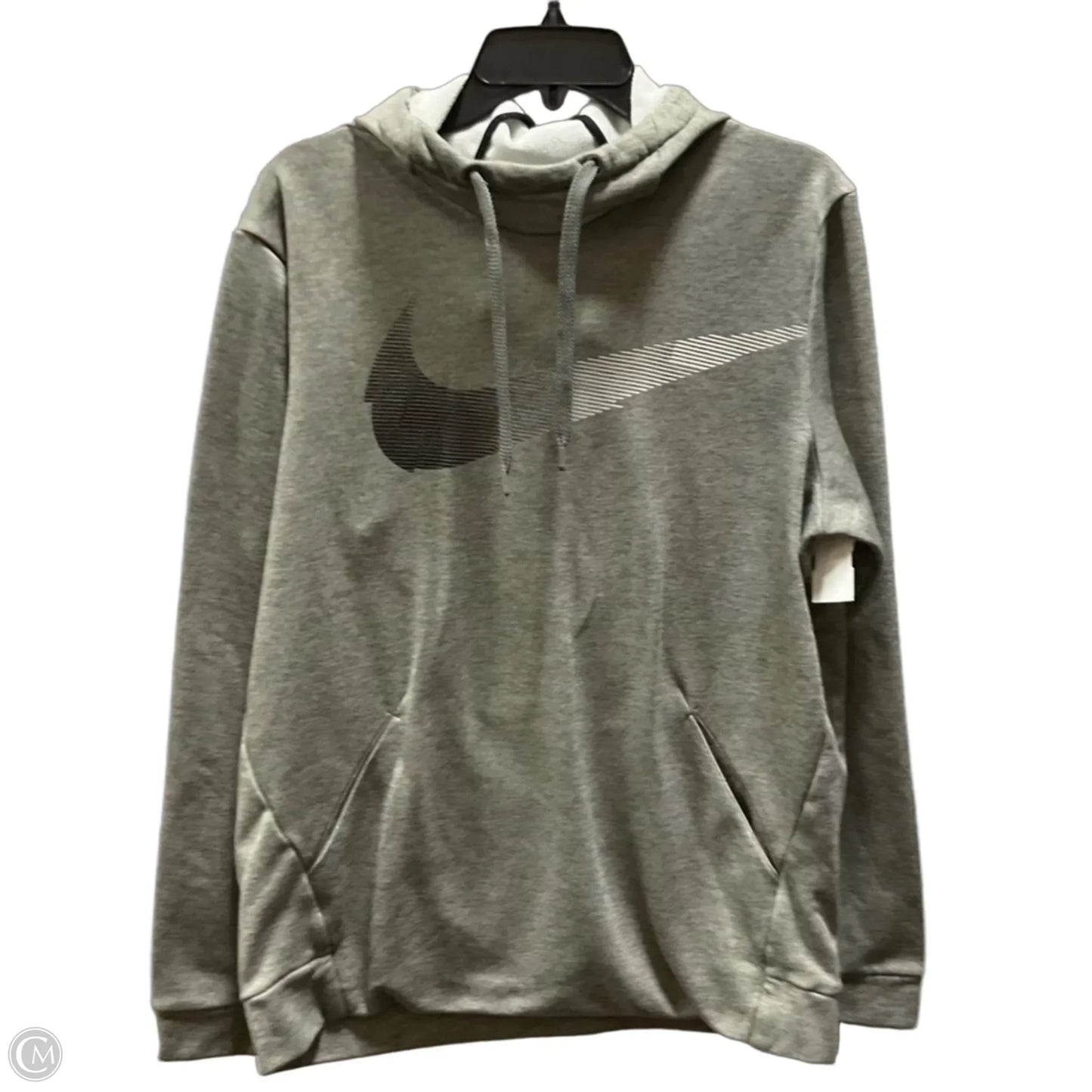 Athletic Sweatshirt Hoodie By Nike In Grey, Size: M