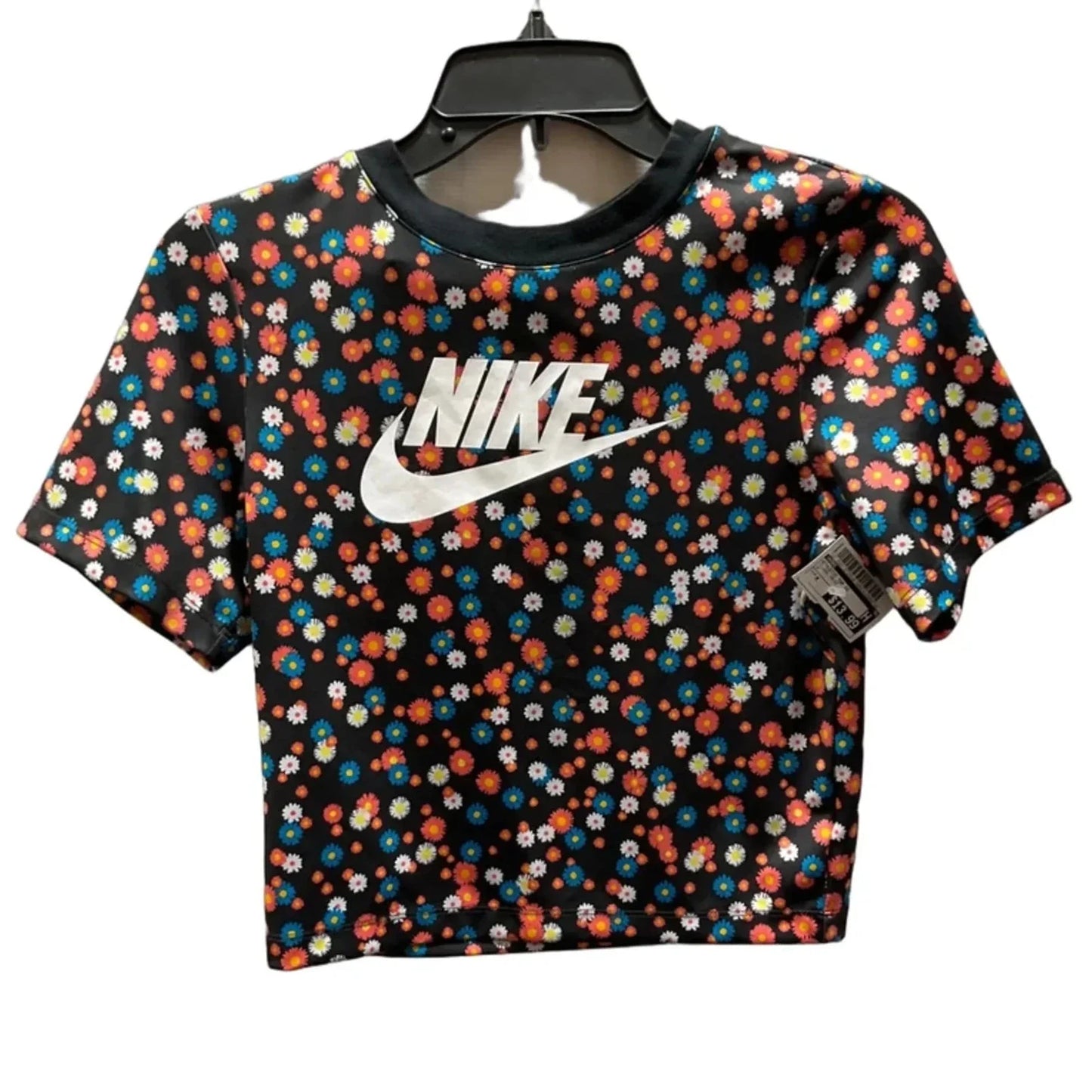 Athletic Top Short Sleeve By Nike In Floral Print, Size: M
