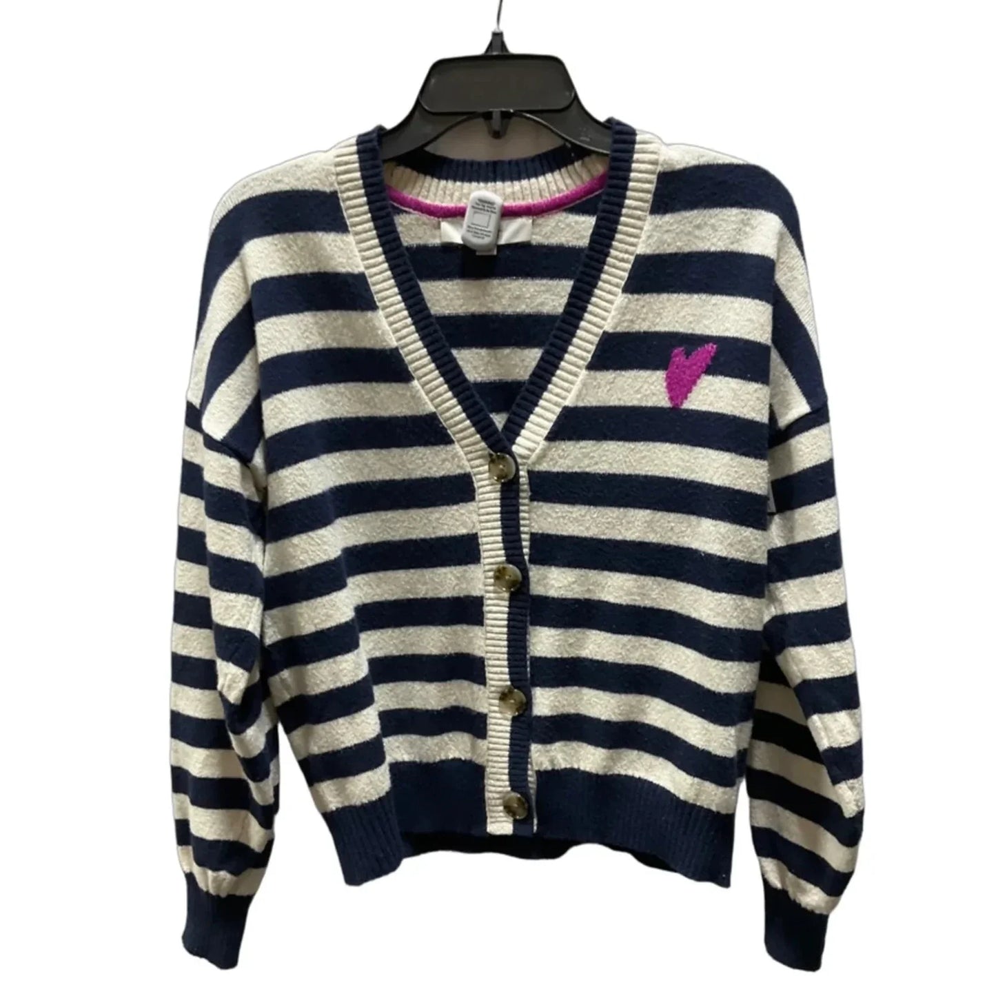Sweater Cardigan By Loft In Striped Pattern, Size: S