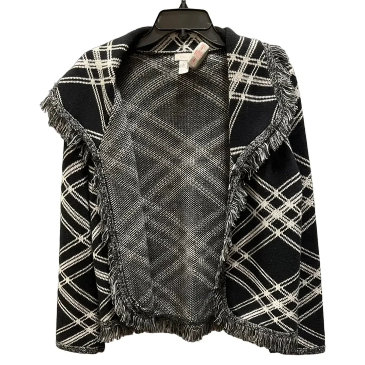 Sweater Cardigan By Chicos In Black & White, Size: S