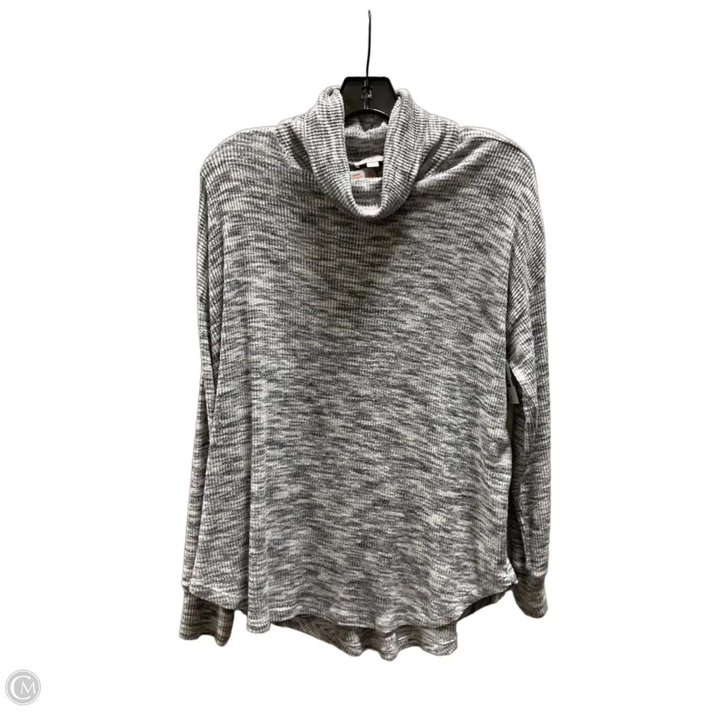 Top Long Sleeve By Loft In Grey & White, Size: L