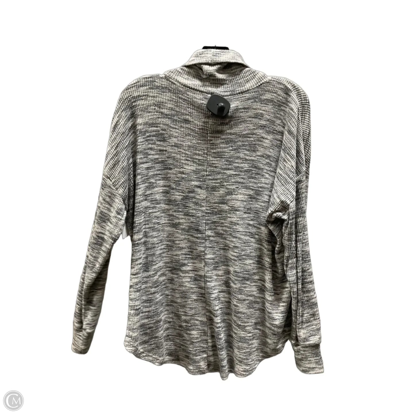 Top Long Sleeve By Loft In Grey & White, Size: L