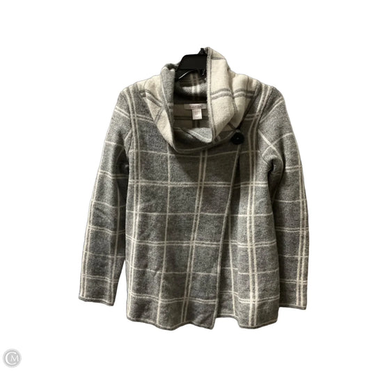 Cardigan By Ellen Tracy In Grey & White, Size: M