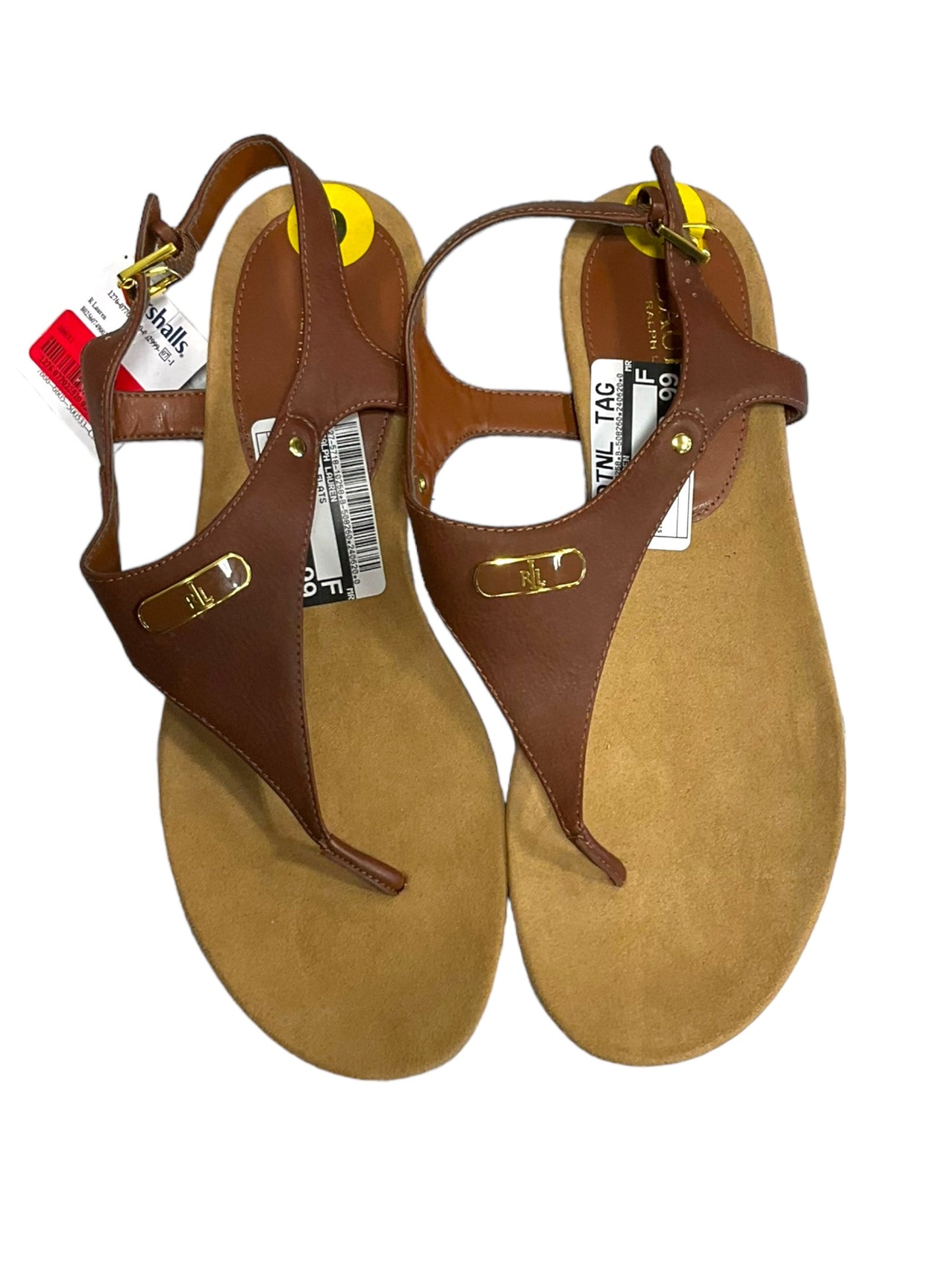 Brown Sandals Flats Ralph Lauren, Size 9