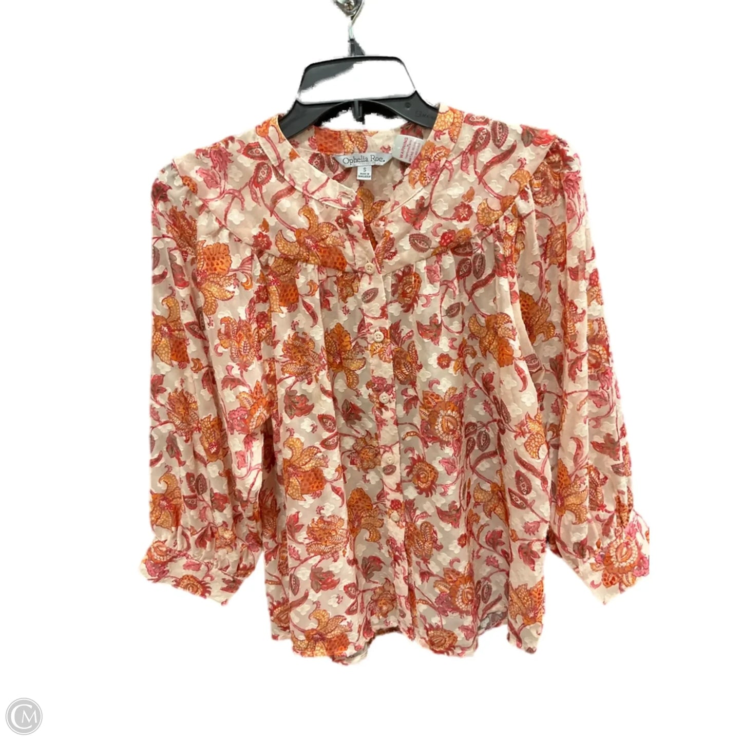 Top Long Sleeve By Ophelia Roe In Orange & Pink, Size: S