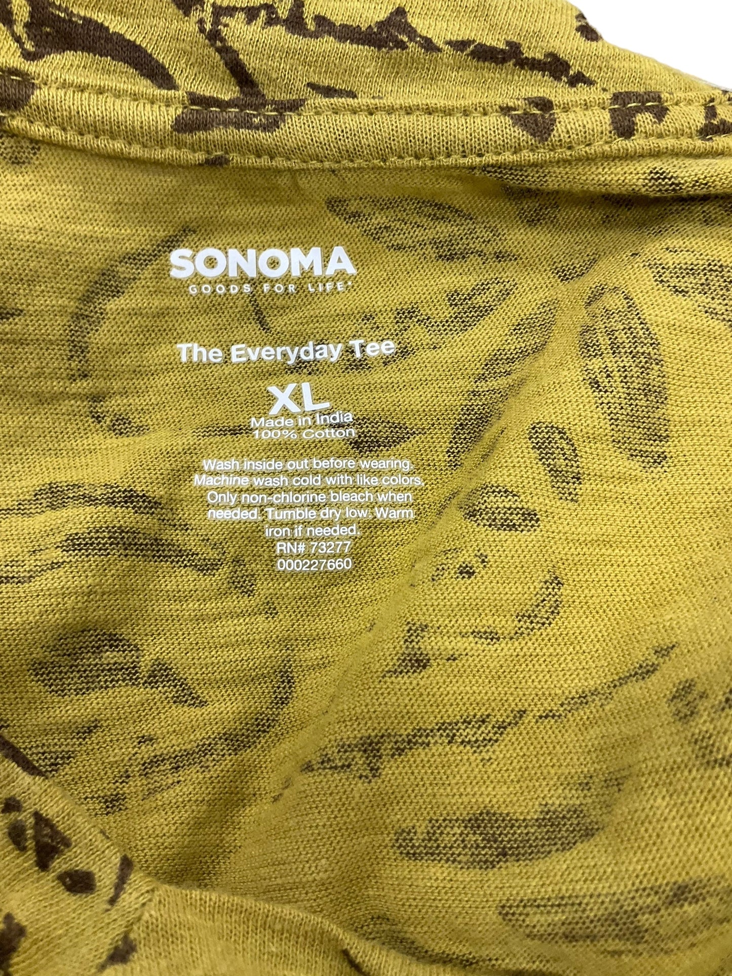 Yellow Top Short Sleeve Sonoma, Size Xl