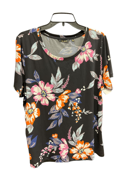 Floral Print Top Short Sleeve Iman Hsn, Size Xl