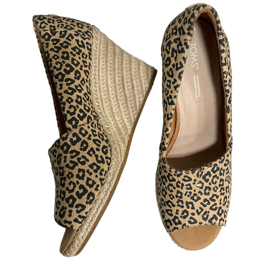 Leopard Print Sandals Heels Wedge Toms, Size 10