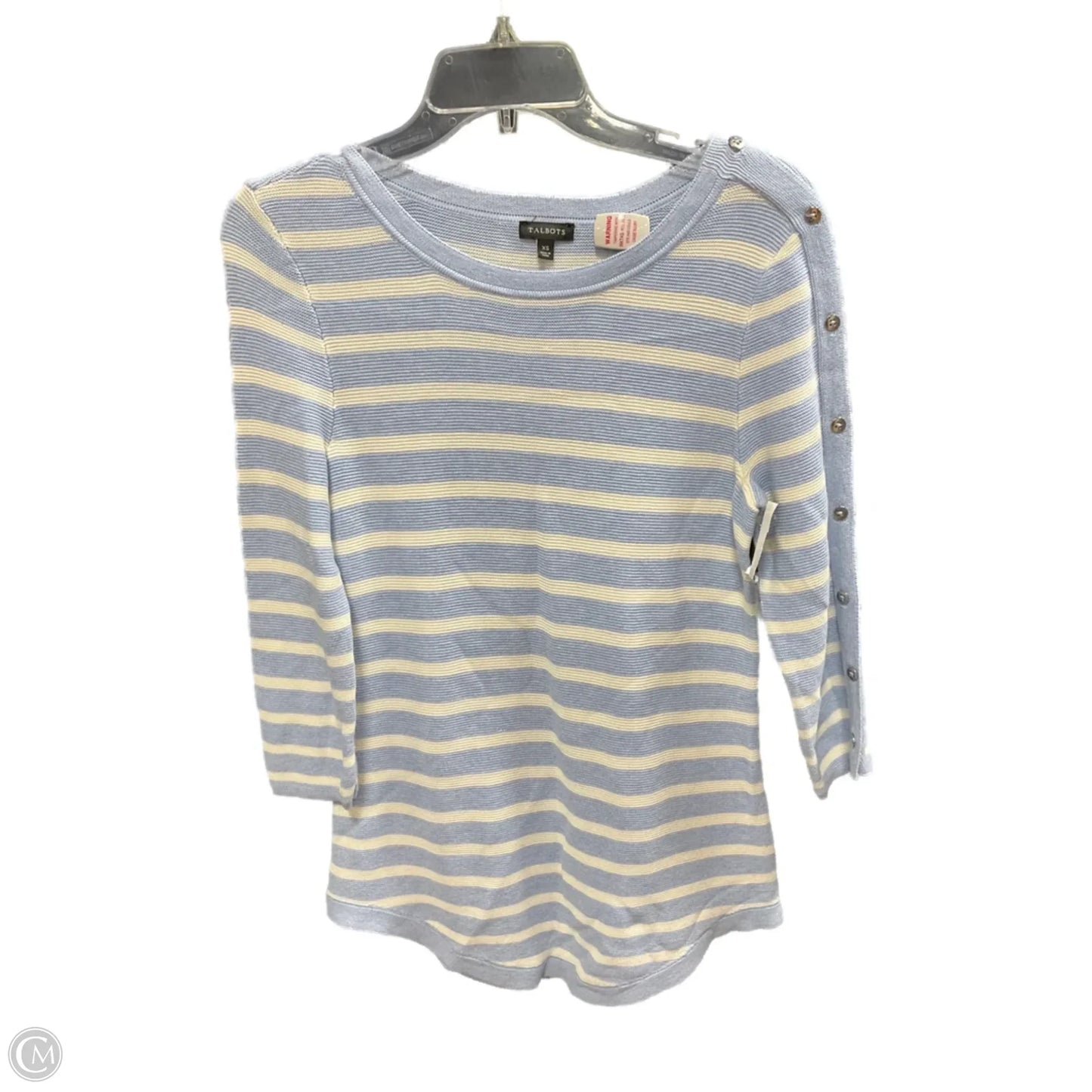 Sweater By Talbots In Blue & White, Size: Xs