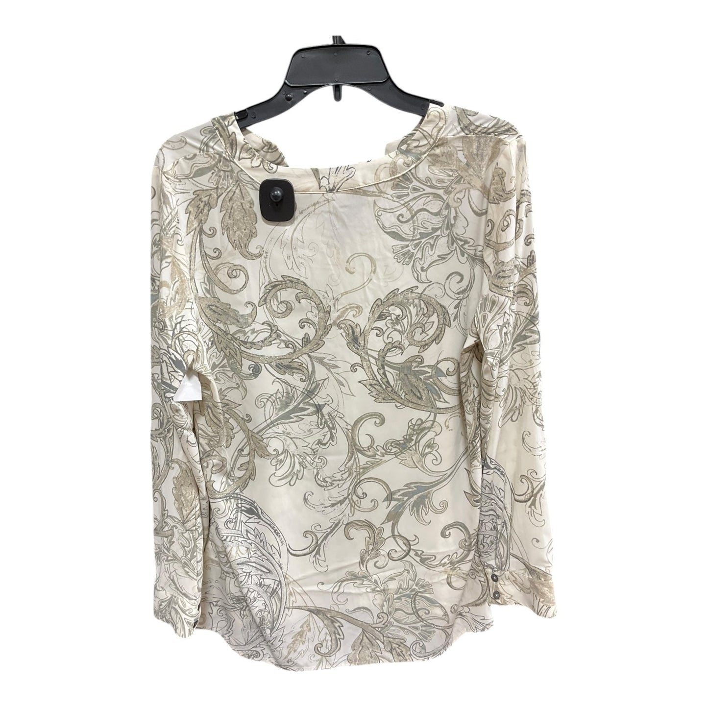 Top Long Sleeve By Susan Graver In Cream & Tan, Size: M