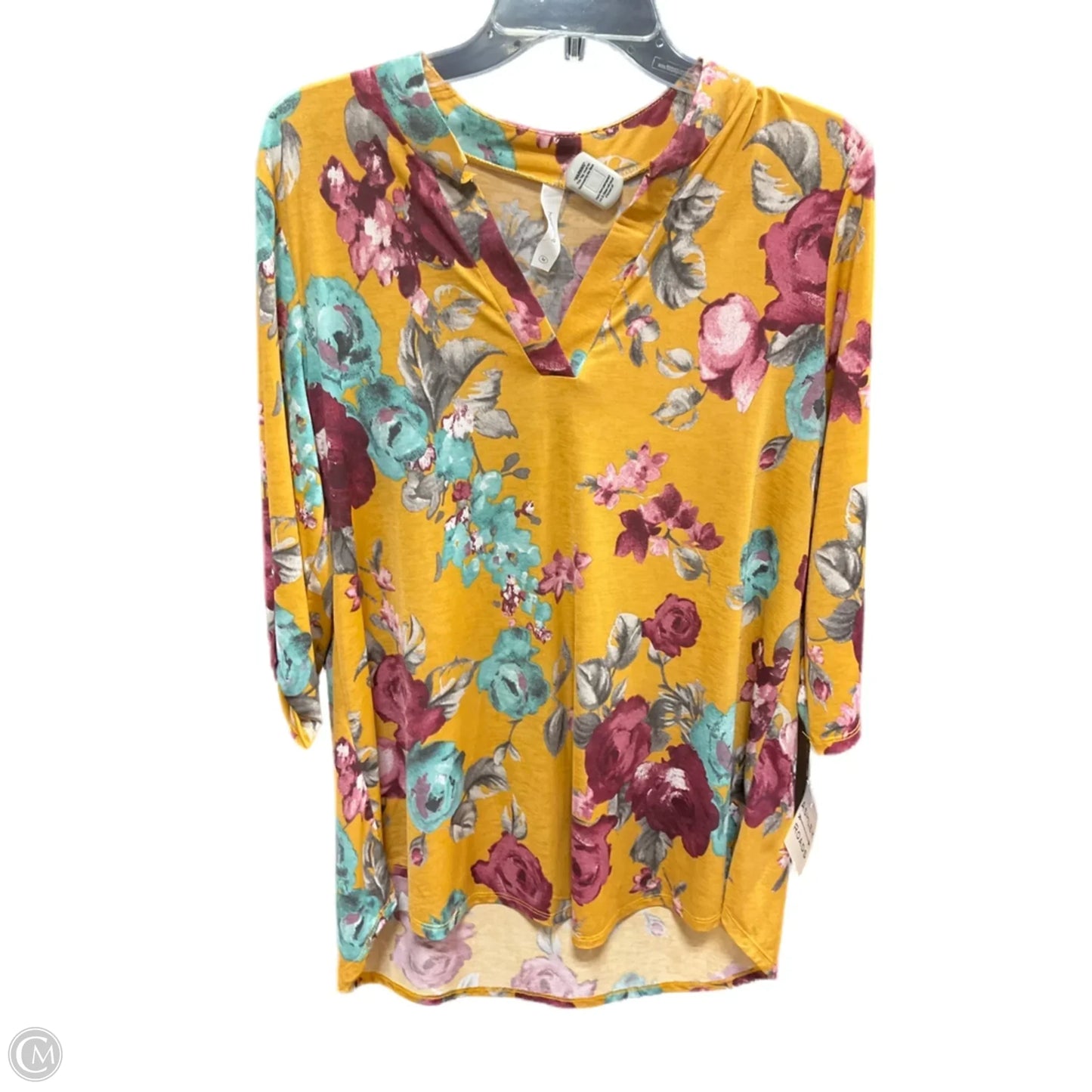 Top 3/4 Sleeve By Clothes Mentor In Yellow, Size: M