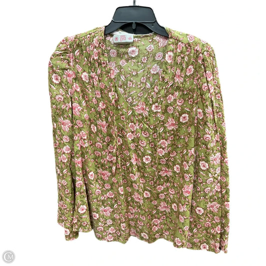 Top Long Sleeve By Jessica Simpson In Green & Pink, Size: S