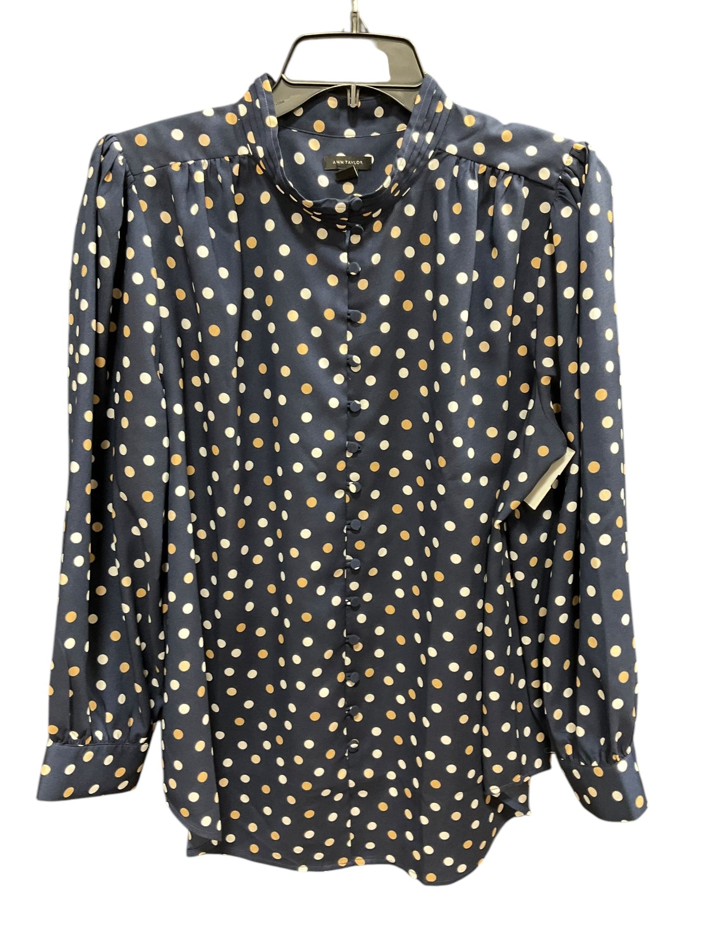 Top Long Sleeve By Ann Taylor In Polkadot Pattern, Size: L