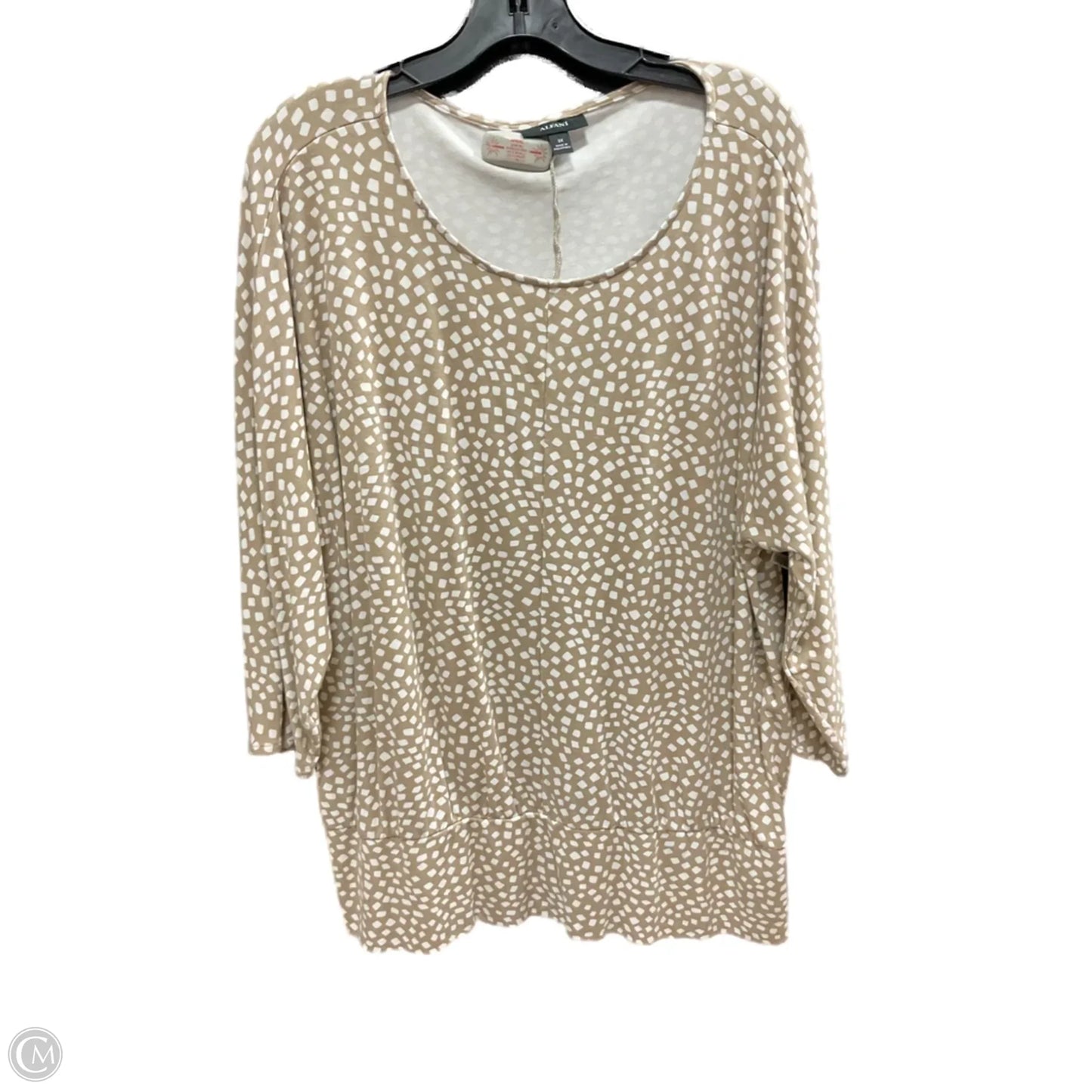 Top Long Sleeve By Alfani In Tan & White, Size: 3x