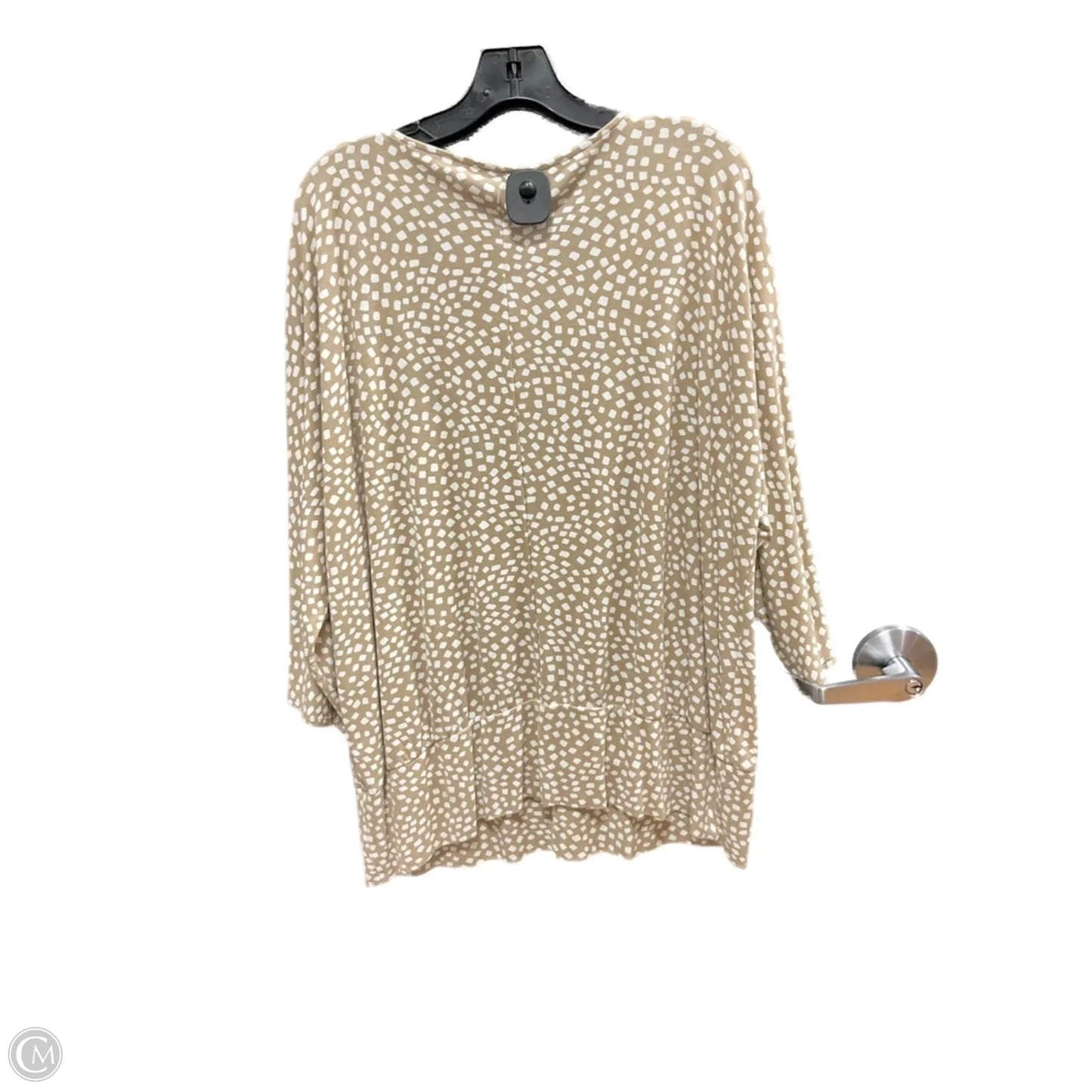 Top Long Sleeve By Alfani In Tan & White, Size: 3x