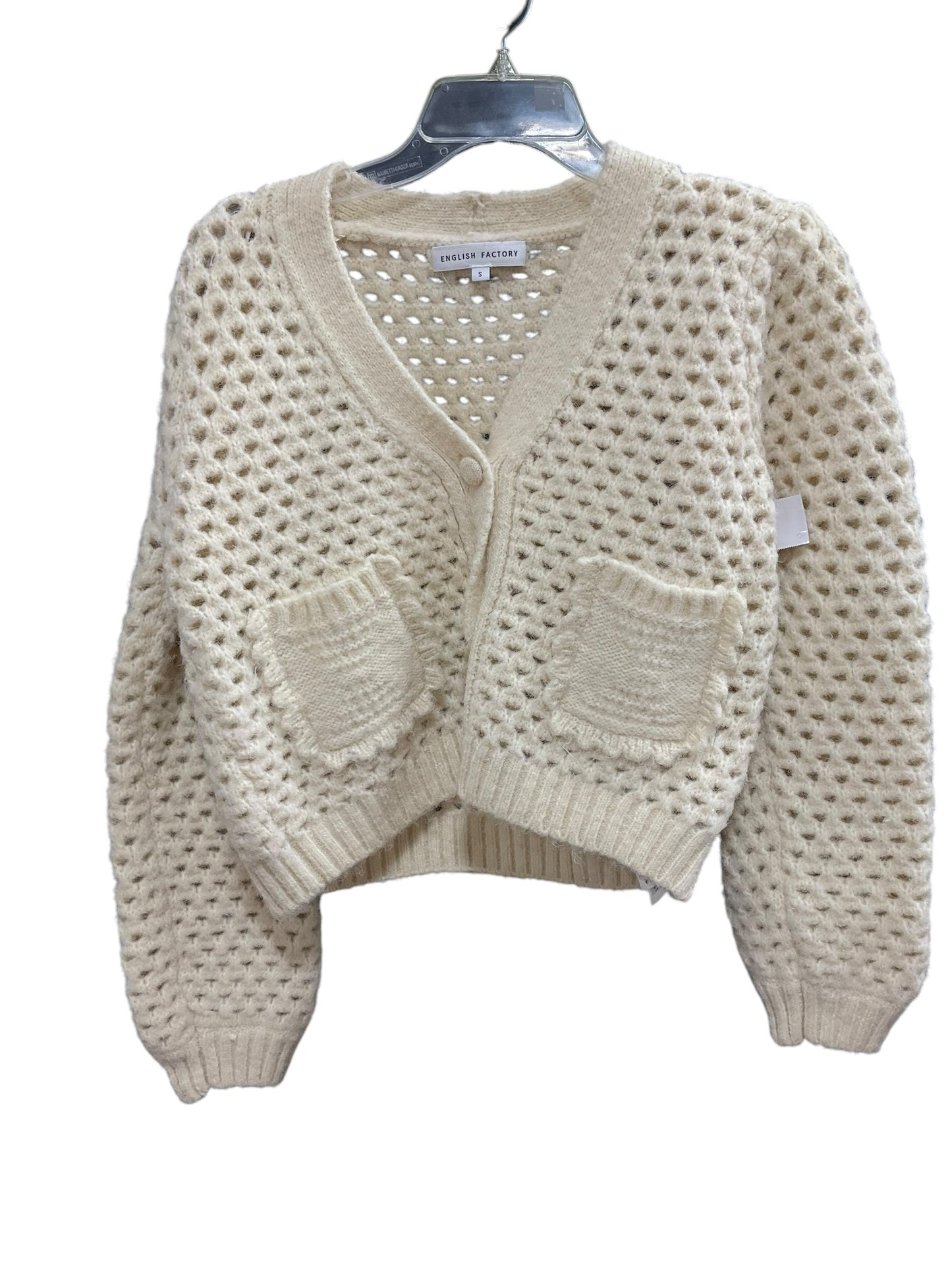 Sweater Cardigan By English Factory In Cream, Size: S