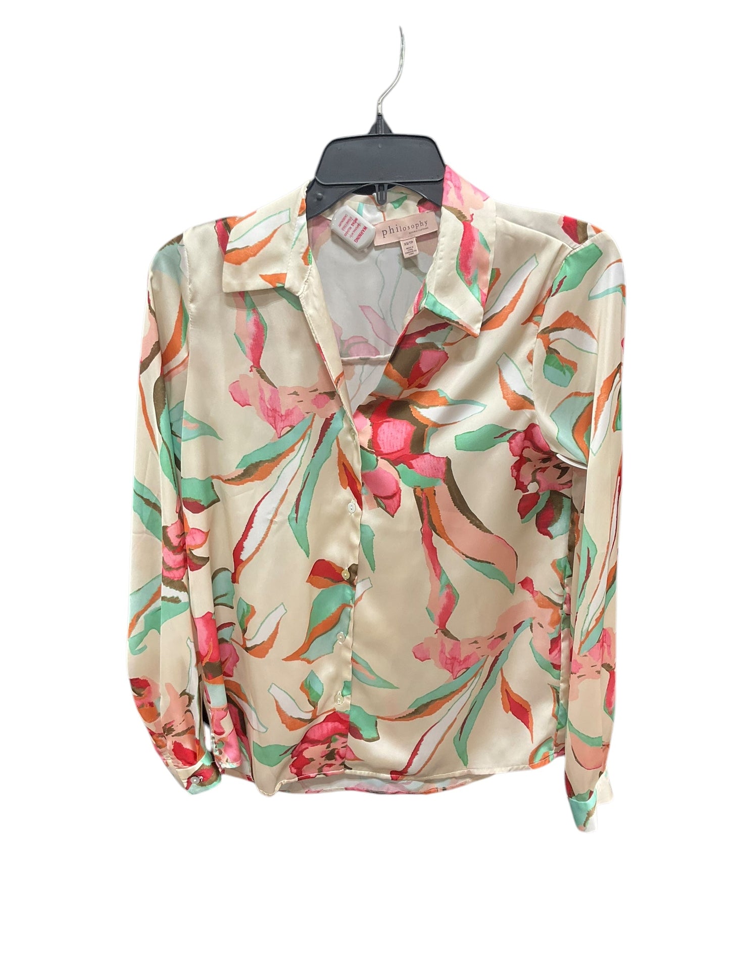 Blouse Long Sleeve By Philosophy In Floral Print, Size: Xs