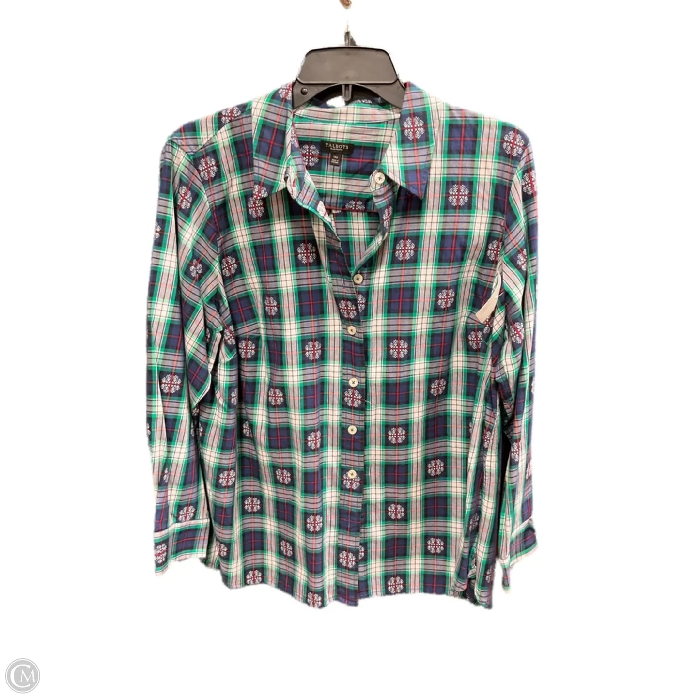 Blouse Long Sleeve By Talbots In Blue & Green, Size: 1x