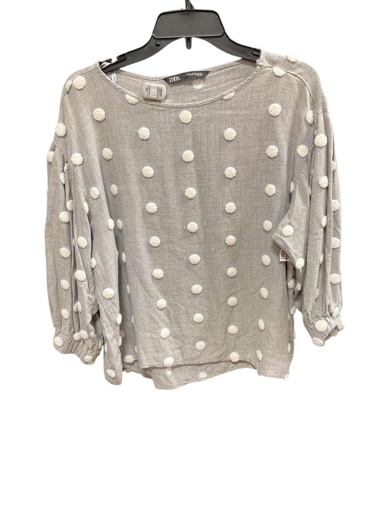 Top Long Sleeve By Zara In Grey & White, Size: Xl