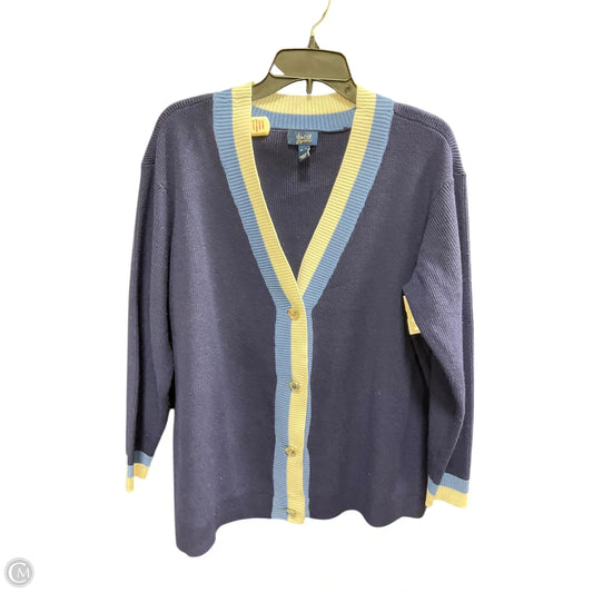 Sweater Cardigan By Denim And Company In Blue, Size: Xl